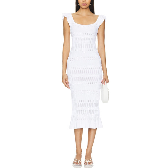 Lpa 'Gracie' White Viscose Midi Dress Size M - Picture 1 of 5